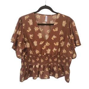 Live 4 Truth Floral Peasant Style Blouse w/ Short Bell Sleeves - XL
